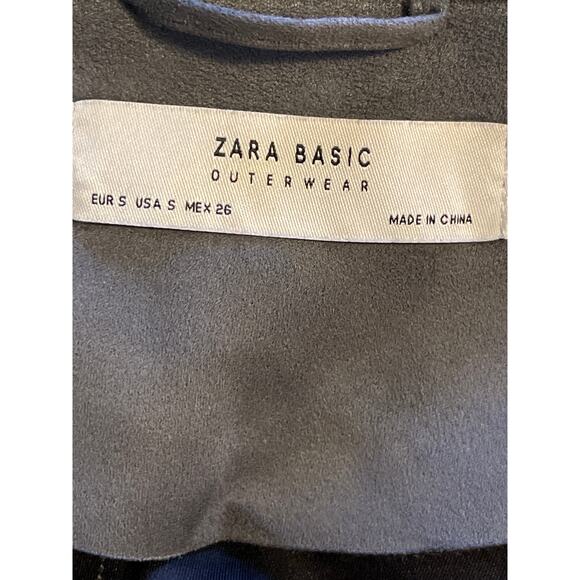 Zara Faux Suede Cropped Moto Jacket Zip Front Unlined Gray Small - Picture 7 of 7